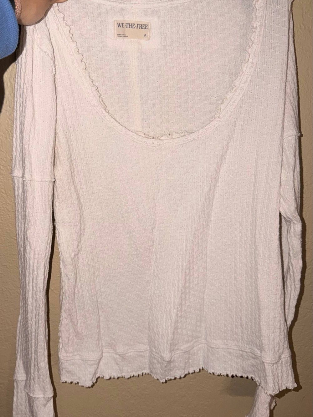 We The Free Cream Waffle Long-Sleeve Scoop Neck Top